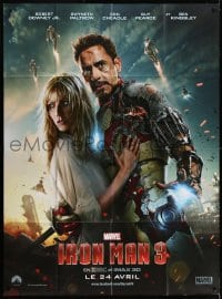6t854 IRON MAN 3 teaser French 1p 2013 great close up of Robert Downey Jr. & Gwyneth Paldrow!