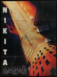 6t866 LA FEMME NIKITA French 1p 1990 Luc Besson, cool overhead art of Anne Parillaud in alley!