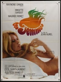 6t877 LES FEMMES French 1p 1969 super close up of sexiest naked Brigitte Bardot on bed!