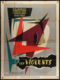 6t878 LES VIOLENTS French 1p 1957 cool geometric design artwork by Andre Bertrand!