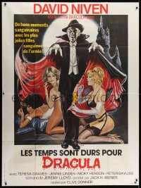 6t915 OLD DRACULA white French 1p 1980 different Sciotti art of vampire David Niven & sexy girls!