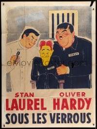 6t920 PARDON US French 1p R1940s different art of convicts Stan Laurel & Oliver Hardy, rare!