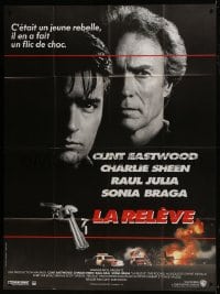 6t941 ROOKIE French 1p 1990 Clint Eastwood directs & stars with Charlie Sheen!