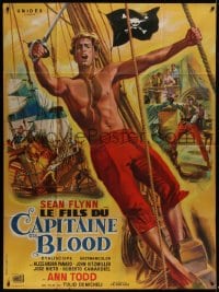 6t955 SON OF CAPTAIN BLOOD French 1p 1962 different art of barechested Sean Flynn by Jean Mascii!