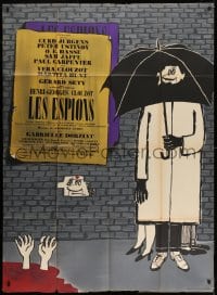 6t958 SPIES French 1p 1957 Henri-Georges Clouzot, Sine cartoon art of spy under umbrella!