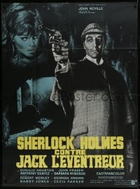 6t963 STUDY IN TERROR French 1p 1966 different art of Neville as Sherlock Holmes by Jean Mascii!