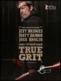 6t980 TRUE GRIT teaser French 1p 2010 great image of Jeff Bridges as Rooster Cogburn with rifle!