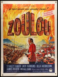 6t999 ZULU French 1p 1964 Stanley Baker & Michael Caine classic, different art by Roger Soubie!