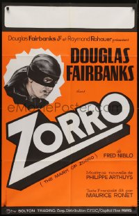 6t717 MARK OF ZORRO French 30x46 R1960s Douglas Fairbanks Sr. as the masked hero!