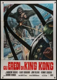 6t218 DESTROY ALL MONSTERS Italian 1p R1977 different art of King Kong seen from airplane cockpit!