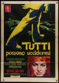 6t225 EVERYBODY WANTS TO KILL ME Italian 1p 1957 Fratini art of murderer standing over victim!
