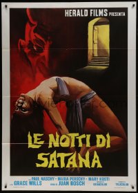 6t228 EXORCISM Italian 1p 1976 Paul Naschy, wild art of Satan looming over near-naked woman!
