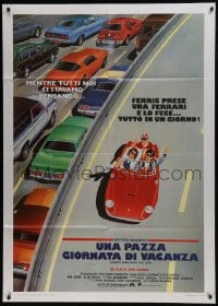 6t231 FERRIS BUELLER'S DAY OFF Italian 1p 1987 best different art of Broderick & friends in Ferrari!