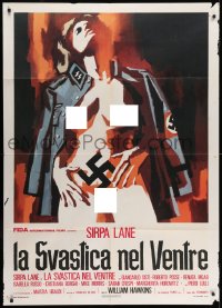 6t265 NAZI LOVE CAMP Italian 1p 1977 completely different artwork of naked girl & swastika!