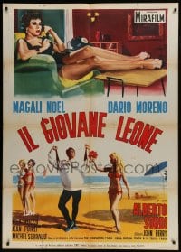 6t271 OH! QUE MAMBO Italian 1p 1958 Enzo Nistri art of Dario Moreno on beach & sexy Magali Noel!