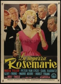 6t285 ROSEMARY Italian 1p 1959 art of sexy prostitute Nadja Tiller surrounded by male suitors!