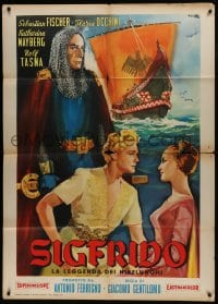 6t288 SIGFRIDO Italian 1p 1959 different Ciriello art of the Italian Siegfried by huge ship!