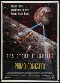 6t297 STAR TREK: FIRST CONTACT Italian 1p 1996 cool image of starship Enterprise above Borg cube!
