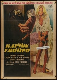 6t301 SWINGING BARMAIDS Italian 1p 1977 Sciotti art of sexy half-naked blonde adjusting her nylon!