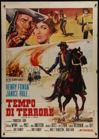 6t314 WELCOME TO HARD TIMES Italian 1p 1967 different art of cowboy Henry Fonda, Killer on a Horse!