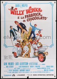 6t317 WILLY WONKA & THE CHOCOLATE FACTORY Italian 1p 1971 cool different art of Gene Wilder & cast!