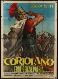 6t340 CORIOLANUS: HERO WITHOUT A COUNTRY Italian 2p 1964 Ciriello art of warrior Gordon Scott!