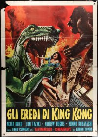 6t342 DESTROY ALL MONSTERS Italian 2p 1969 Kaiju Soshingeki, best different Franco art w/King Kong!