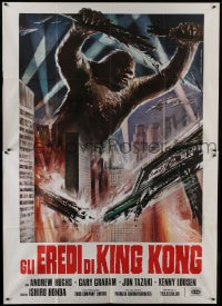 6t343 DESTROY ALL MONSTERS Italian 2p R1977 different Ferrari art of King Kong destroying city!