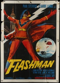 6t352 FLASHMAN Italian 2p 1967 full-length art of wacky Italian costumed superhero by Big Ben!