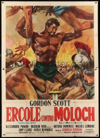 6t360 HERCULES AGAINST MOLOCH Italian 2p 1963 Ciriello art of strongest man Gordon Scott fighting!