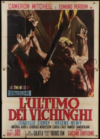 6t366 LAST OF THE VIKINGS Italian 2p 1962 L'ultimo dei Vikinghi, wild torture art by Enzo Nistri!