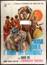 6t373 NUOVA GUINEA L'ISOLA DEI CANNIBALI Italian 2p 1974 mondo documentary, topless native art!