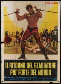 6t385 RETURN OF THE GLADIATOR Italian 2p 1971 cool art of bound barechested strongman Brad Harris!