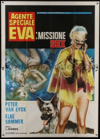 6t386 SEDUCTION BY THE SEA Italian 2p 1966 Sandro Symeoni art of sexy secret agent Elke Sommer!