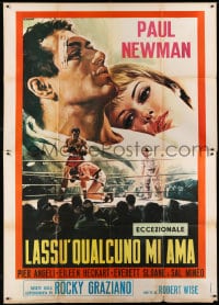 6t389 SOMEBODY UP THERE LIKES ME Italian 2p R1960s different Casaro boxing art of Paul Newman!