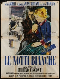 6t397 WHITE NIGHTS Italian 2p 1957 Visconti, Brini art of Schell & Marais by bridge, Dostoyevsky!