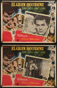 6t112 HOUDINI 2 Mexican LCs 1953 Tony Curtis as the famous magician + sexy assistant Janet Leigh!