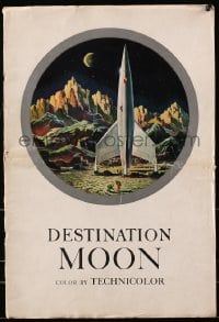 6t015 DESTINATION MOON pressbook 1950 Robert A. Heinlein, cool image of rocket on moon's surface!