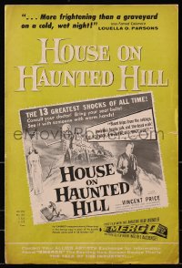 6t025 HOUSE ON HAUNTED HILL 14pg pressbook 1959 great images of Vincent Price, classic poster art!