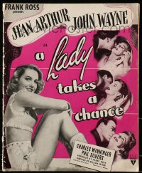 6t029 LADY TAKES A CHANCE pressbook 1943 Jean Arthur falls in love with John Wayne, ultra rare!