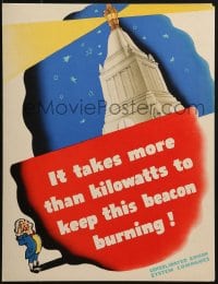 6t076 CONSOLIDATED EDISON 14x18 advertising poster 1940s takes more than kilowatts for this beacon!