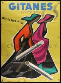 6t825 GITANES 45x61 French advertising poster 1950s Guy Georget art of women smoking cigarettes!