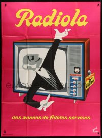 6t934 RADIOLA 45x61 French advertising poster 1950s great Rene Ravo art of early television!