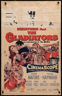 6t460 DEMETRIUS & THE GLADIATORS WC 1954 art of Biblical Victor Mature & Susan Hayward!
