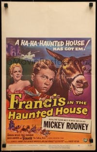 6t482 FRANCIS IN THE HAUNTED HOUSE WC 1956 wacky art of Mickey Rooney w/Francis the talking mule!