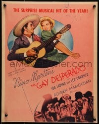 6t487 GAY DESPERADO WC 1936 Nino Martini in sombrero plays guitar and sings for sexy Ida Lupino!