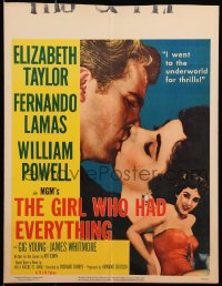6t491 GIRL WHO HAD EVERYTHING WC 1953 sexy Elizabeth Taylor goes to the underworld for thrills!