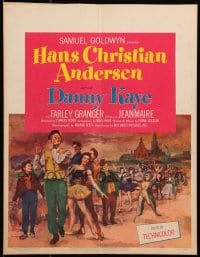 6t503 HANS CHRISTIAN ANDERSEN WC 1953 art of Danny Kaye playing invisible flute w/story characters
