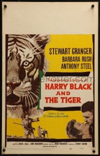 6t504 HARRY BLACK & THE TIGER WC 1958 cool art of tiger & hunter Stewart Granger with gun!