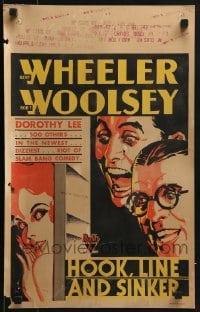 6t509 HOOK, LINE & SINKER WC 1930 great deco art of Wheeler & Woolsey + sexy Dorothy Lee!